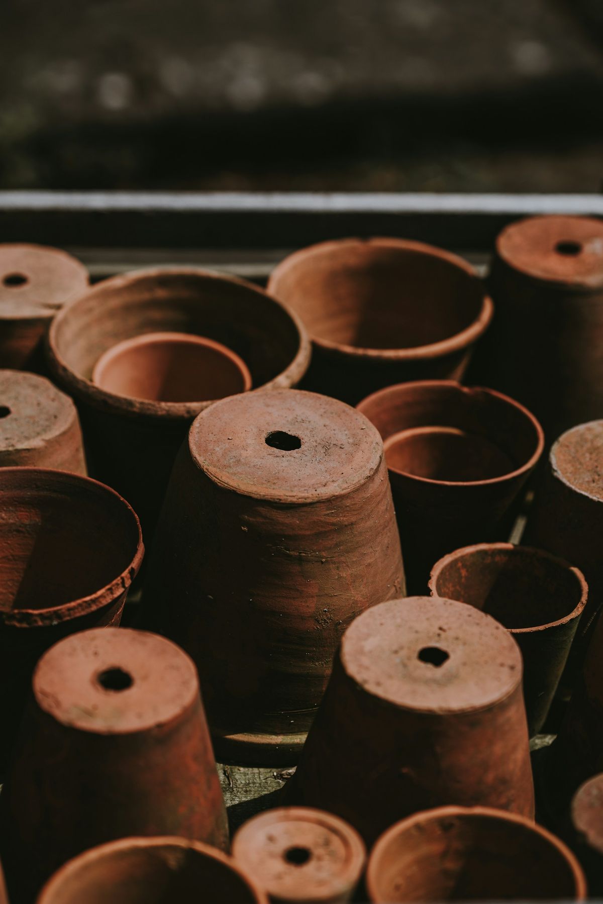 Brune terrakottakrukker til planter